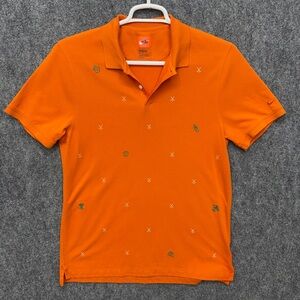 The Nike Polo orange golf embroidered shirt dri-fit men's size L Large